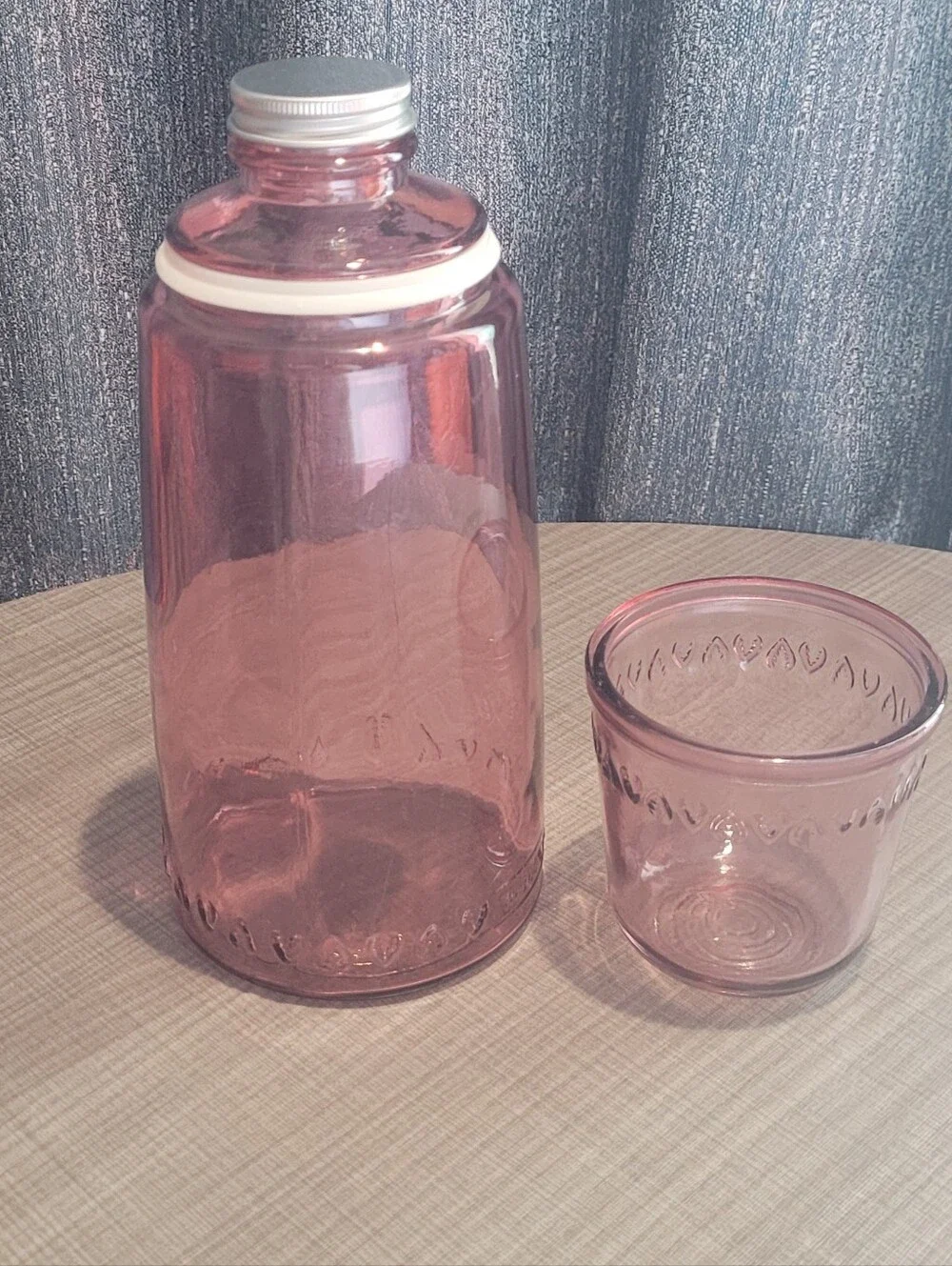 Vidrios San Miguel Pink 10.25” Bedside Decanter & Drinking Glass